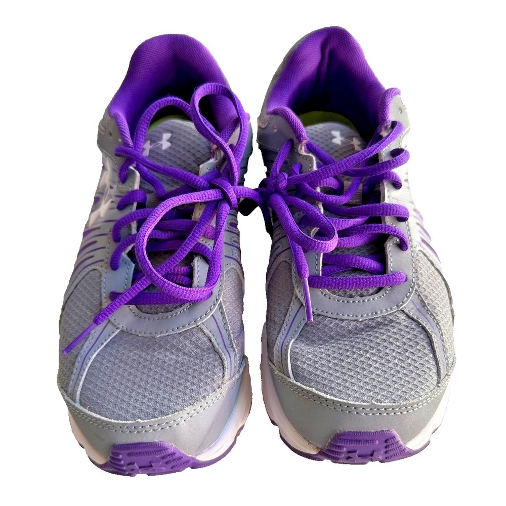 Women's Under Armour Sneakers Tennis Shoes US 9.5 EUR 41 Grey & Purple Lace Ups